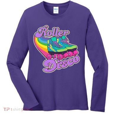 Vintage 80s Retro Roller Disco Skates Women's Long Sleeve Shirt