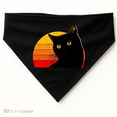Vintage 80's Style Black Cat Retro Sun USA-Made Doggie Bandana