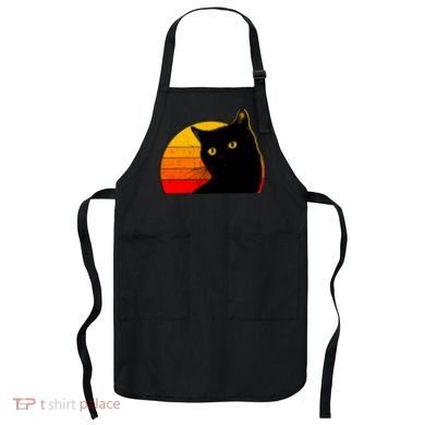 Vintage 80's Style Black Cat Retro Sun Apron