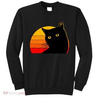Vintage 80's Style Black Cat Retro Sun Sweatshirt