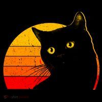 Vintage 80's Style Black Cat Retro Sun T-Shirt thumb 7