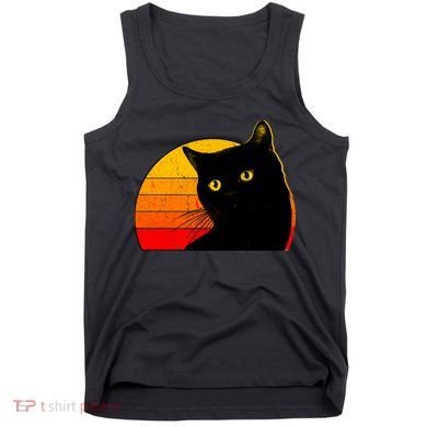 Vintage 80's Style Black Cat Retro Sun Tank Top