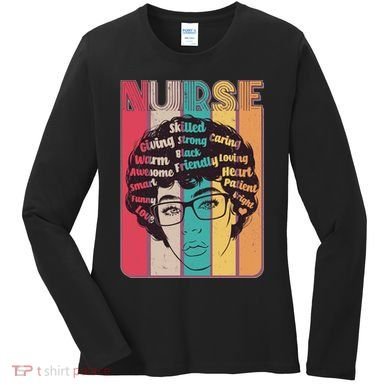 Vintage African American Black Nurse Women's Long Sleeve Shirt