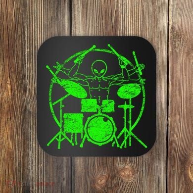 Vintage Alien Drummer Coaster