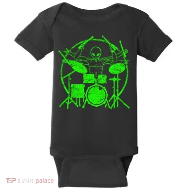 Vintage Alien Drummer Baby Bodysuit