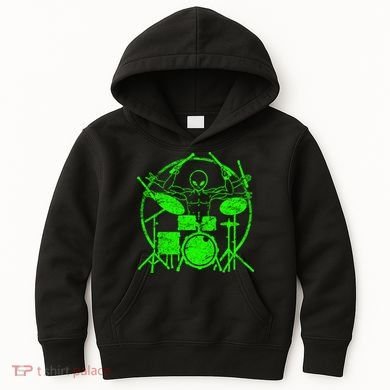 Vintage Alien Drummer Kids Hoodie
