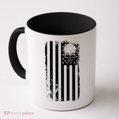 Vintage American Flag Military Skull Coffee Mug