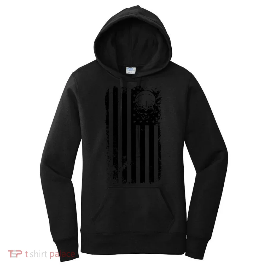 Vintage American Flag Military Skull Women's Hoodie