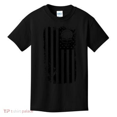 Vintage American Flag Military Skull Kids T-Shirt