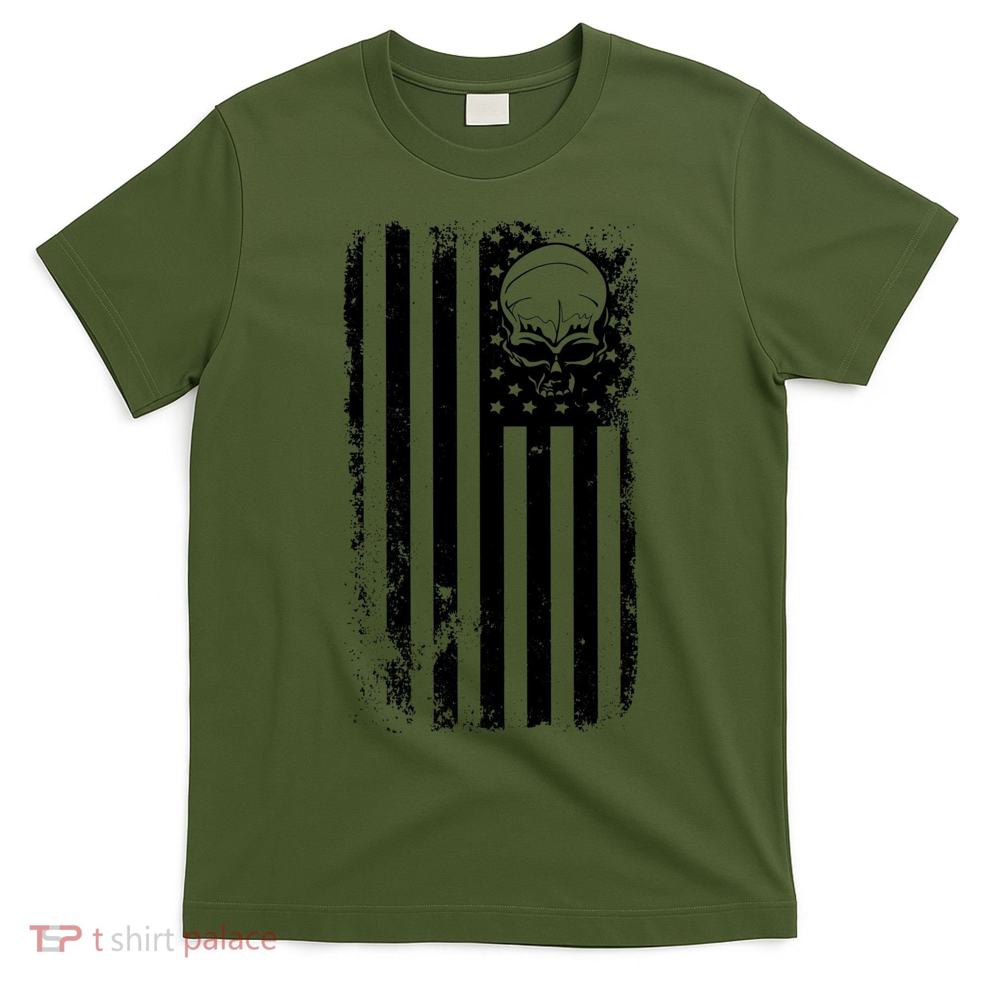 Vintage American Flag Military Skull T-Shirt