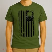 Vintage American Flag Military Skull T-Shirt thumb 3