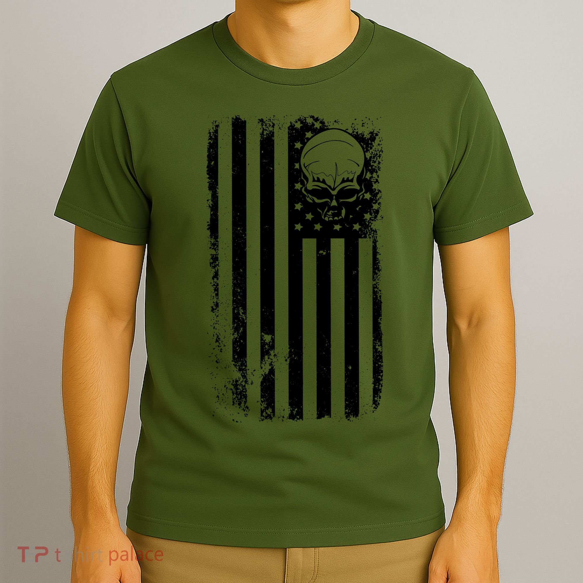 Vintage American Flag Military Skull T-Shirt