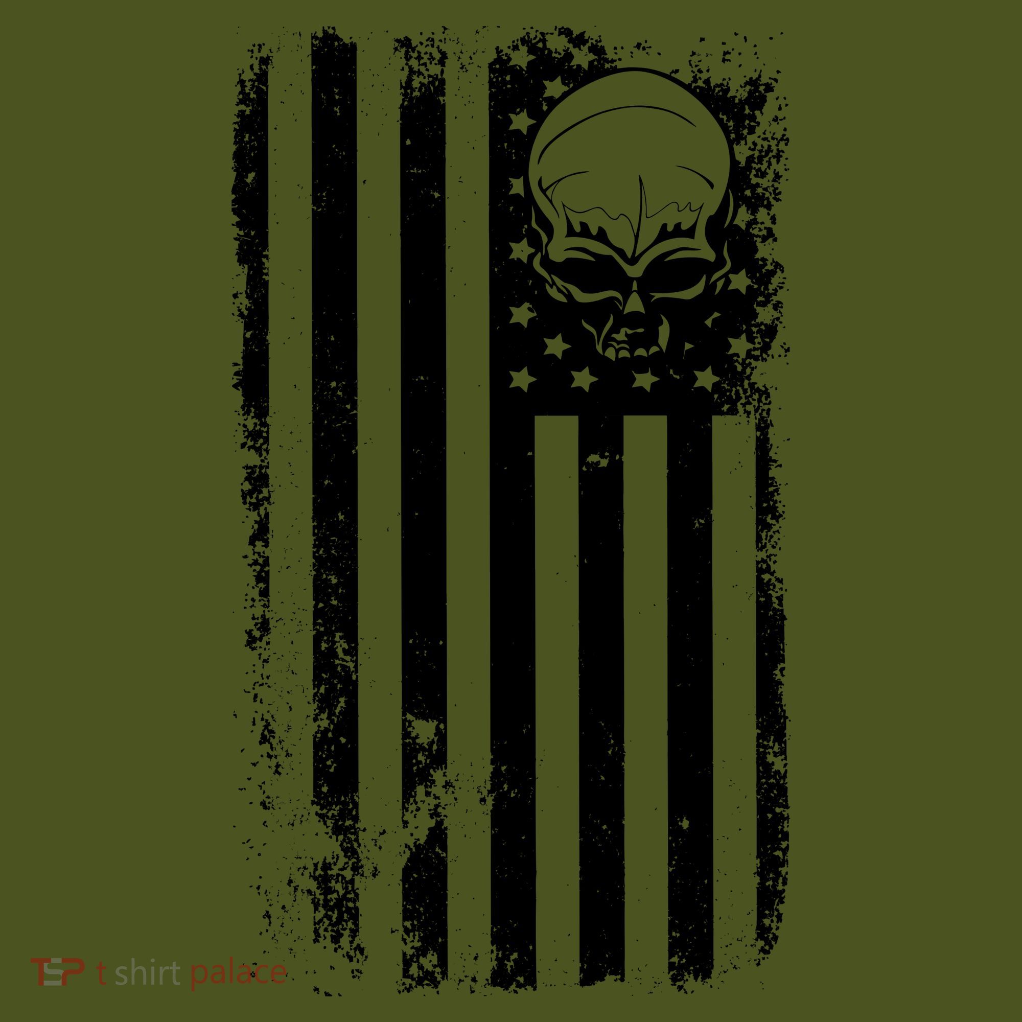 Vintage American Flag Military Skull T-Shirt