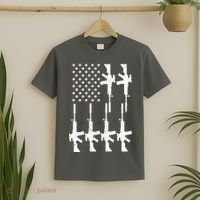 Vintage American Gun Rifle USA Flag T-Shirt thumb 2