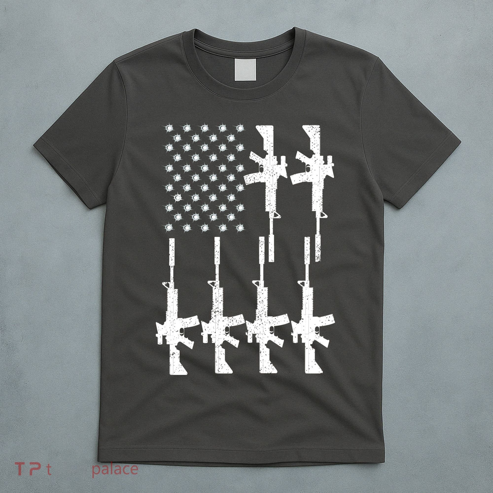 Vintage American Gun Rifle USA Flag T-Shirt