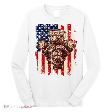 Vintage American Muscle Car Engine Long Sleeve Shirt