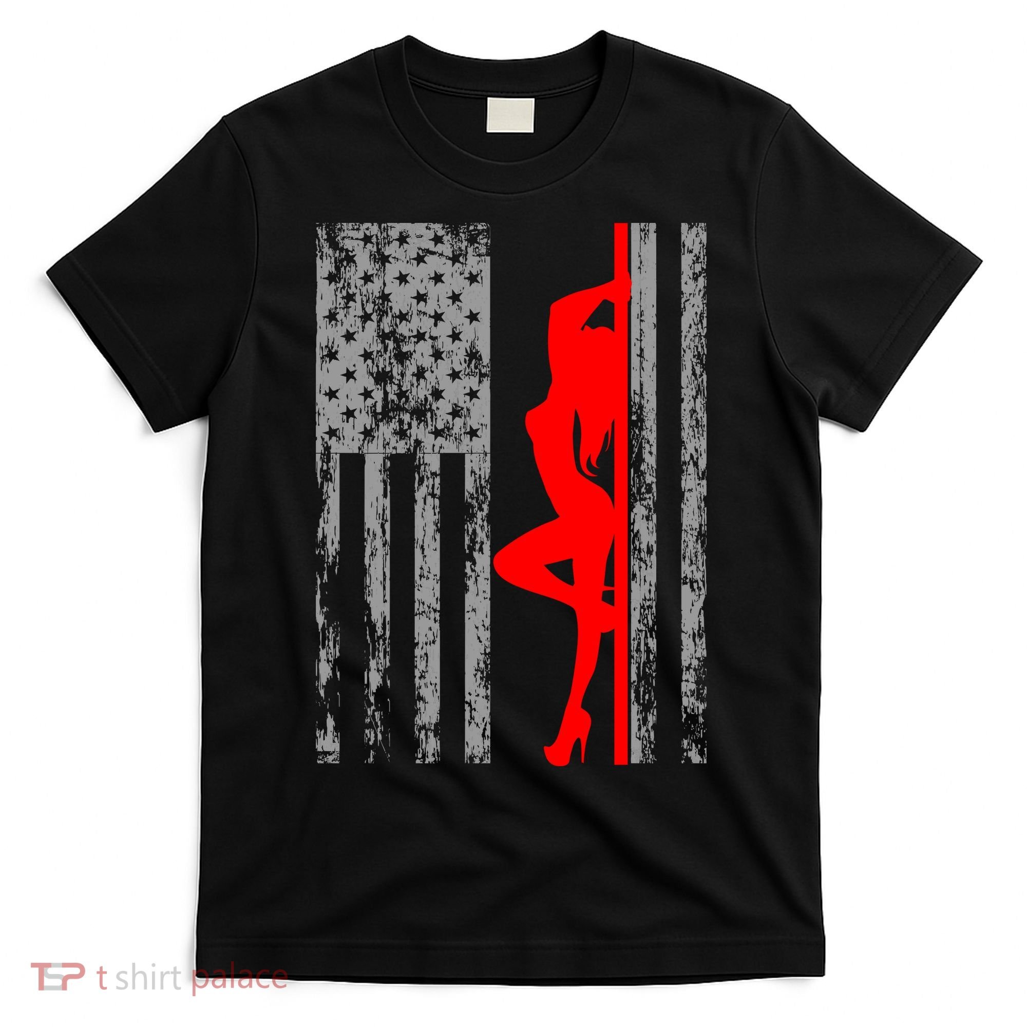 Vintage American Pole Dancer Stripper USA Flag T-Shirt