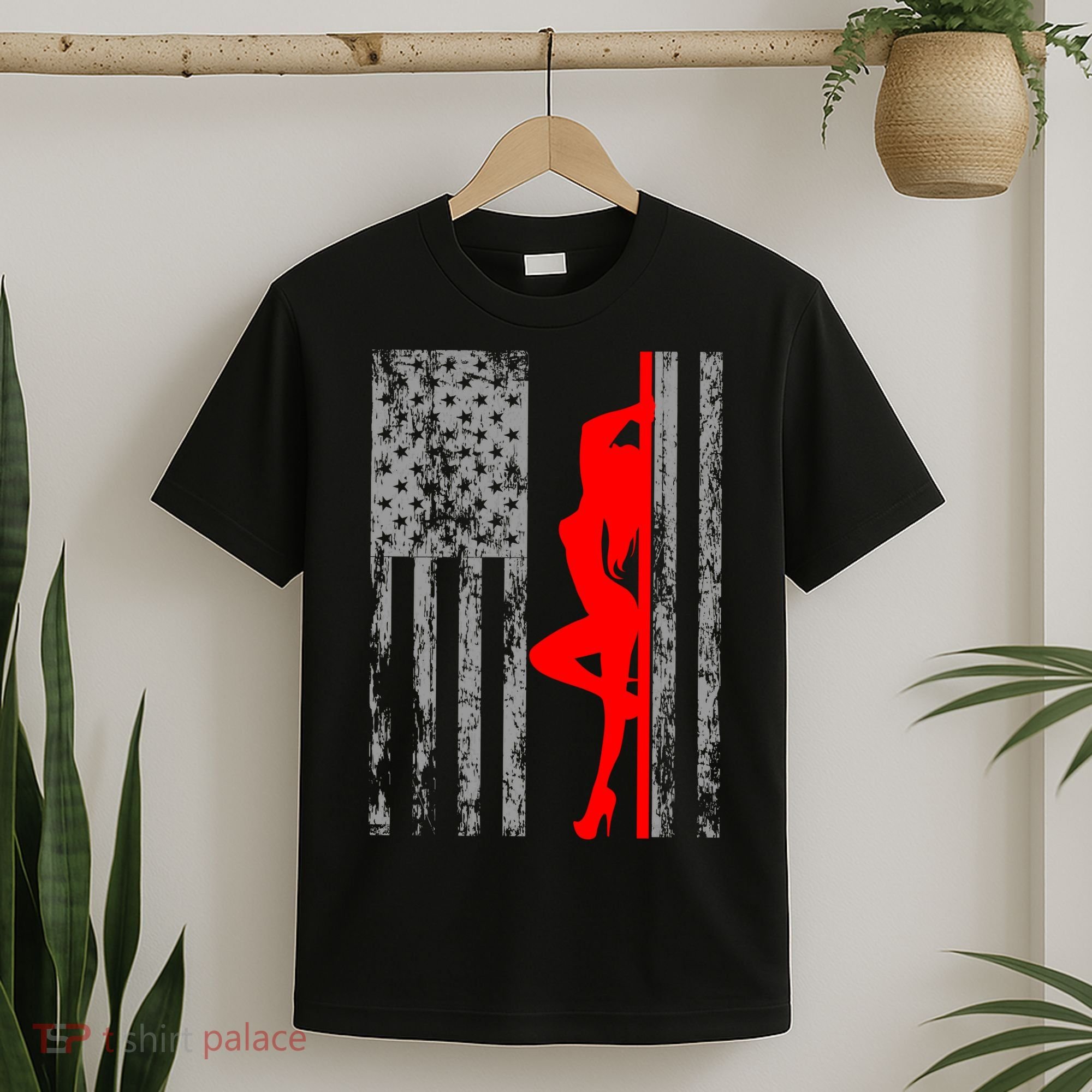 Vintage American Pole Dancer Stripper USA Flag T-Shirt