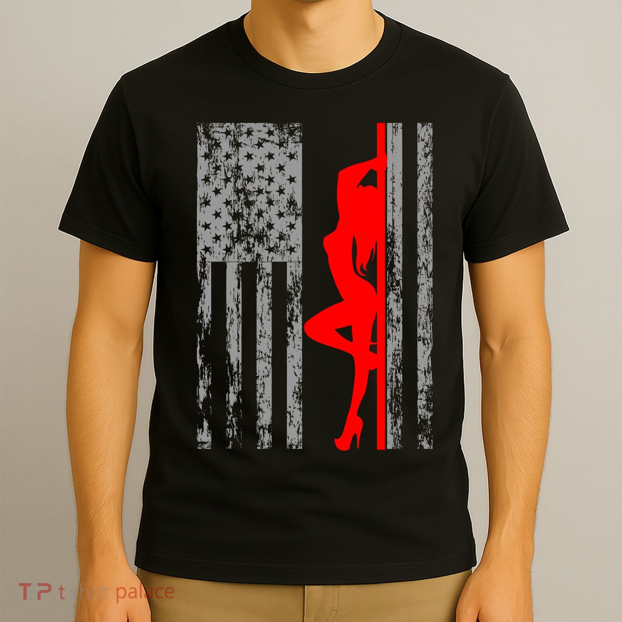 Vintage American Pole Dancer Stripper USA Flag T-Shirt