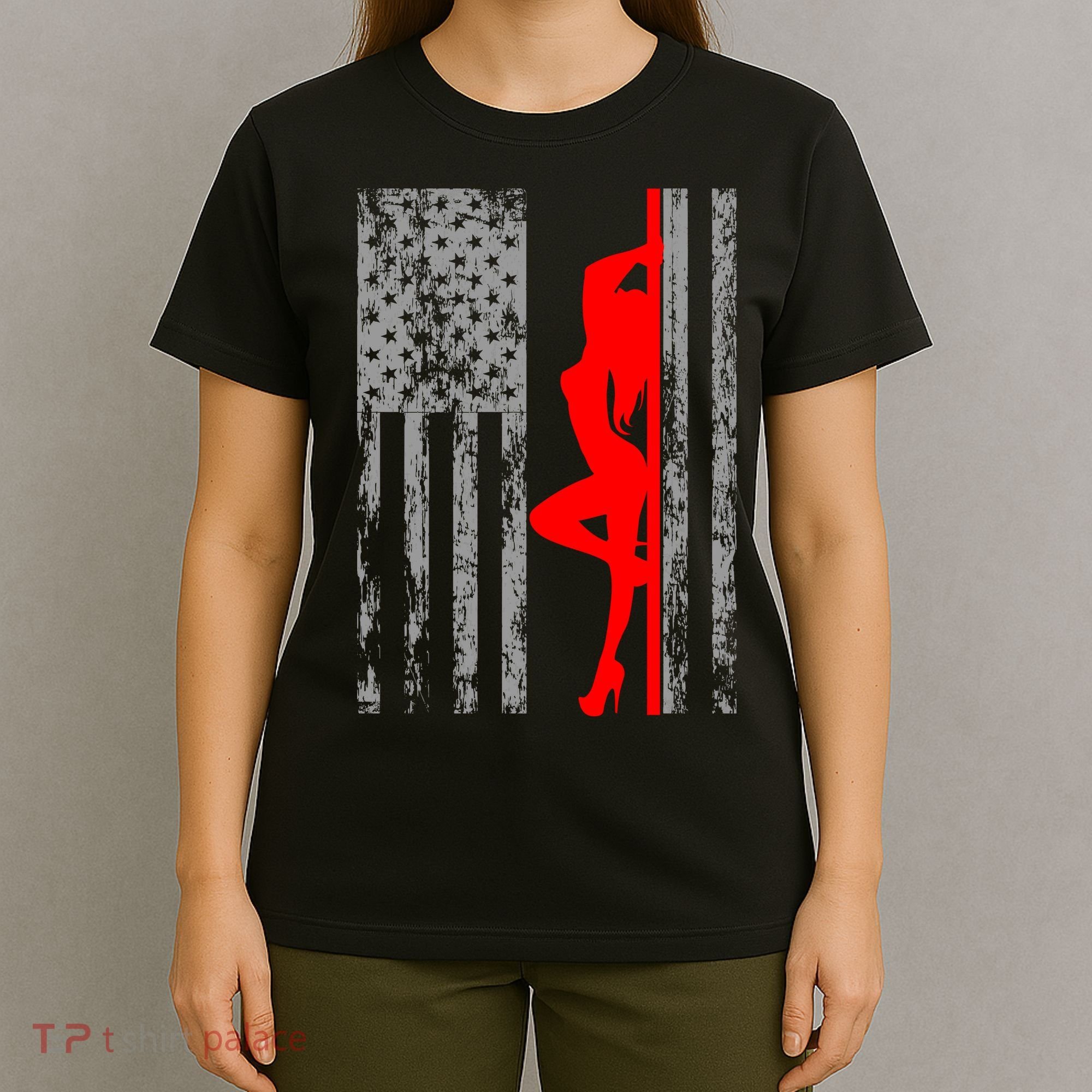 Vintage American Pole Dancer Stripper USA Flag T-Shirt