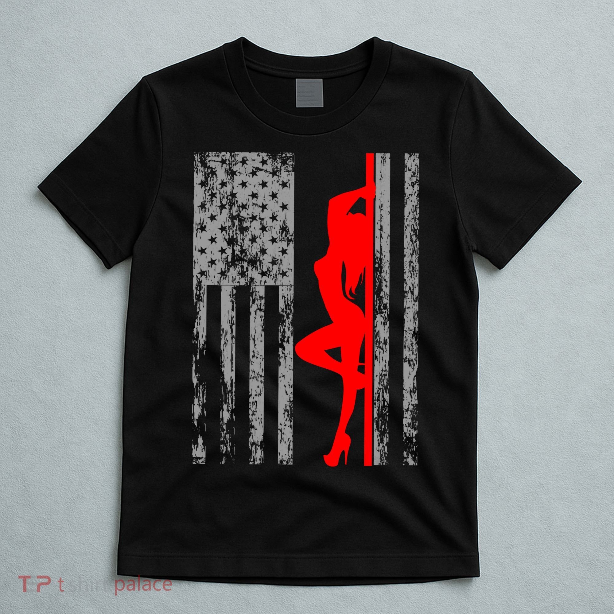 Vintage American Pole Dancer Stripper USA Flag T-Shirt