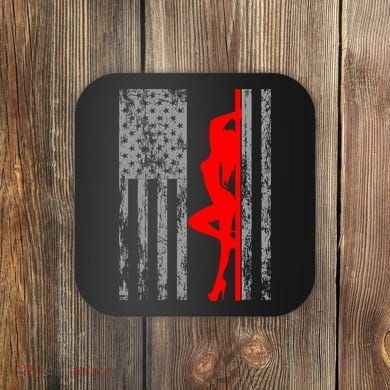 Vintage American Pole Dancer Stripper USA Flag Coaster