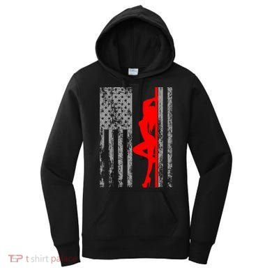 Vintage American Pole Dancer Stripper USA Flag Women's Hoodie