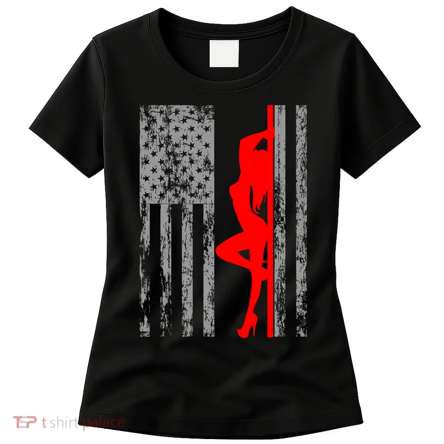 Vintage American Pole Dancer Stripper USA Flag Women's T-Shirt