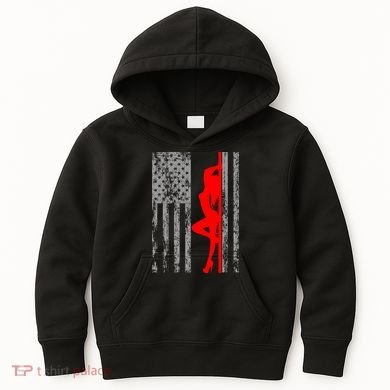 Vintage American Pole Dancer Stripper USA Flag Kids Hoodie