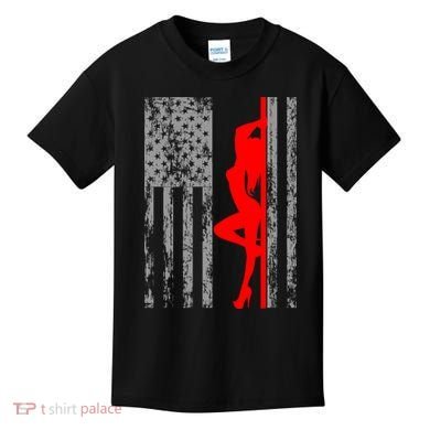 Vintage American Pole Dancer Stripper USA Flag Kids T-Shirt