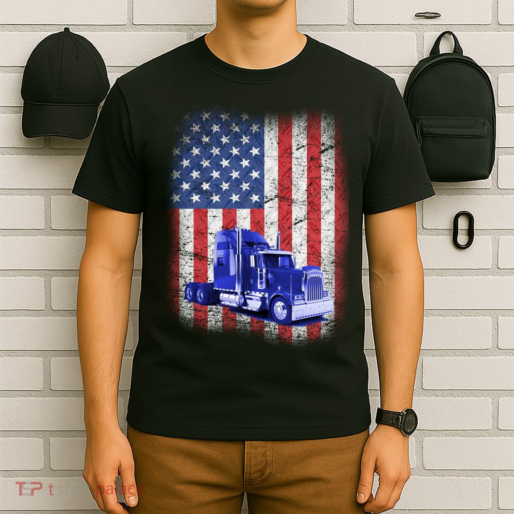 Vintage American Trucker USA Flag T-Shirt