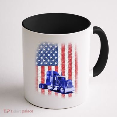 Vintage American Trucker USA Flag Coffee Mug back