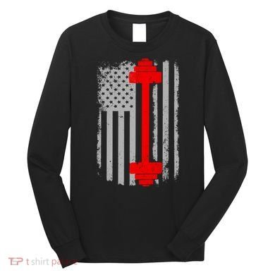 Vintage American Weight Training Flag Long Sleeve Shirt