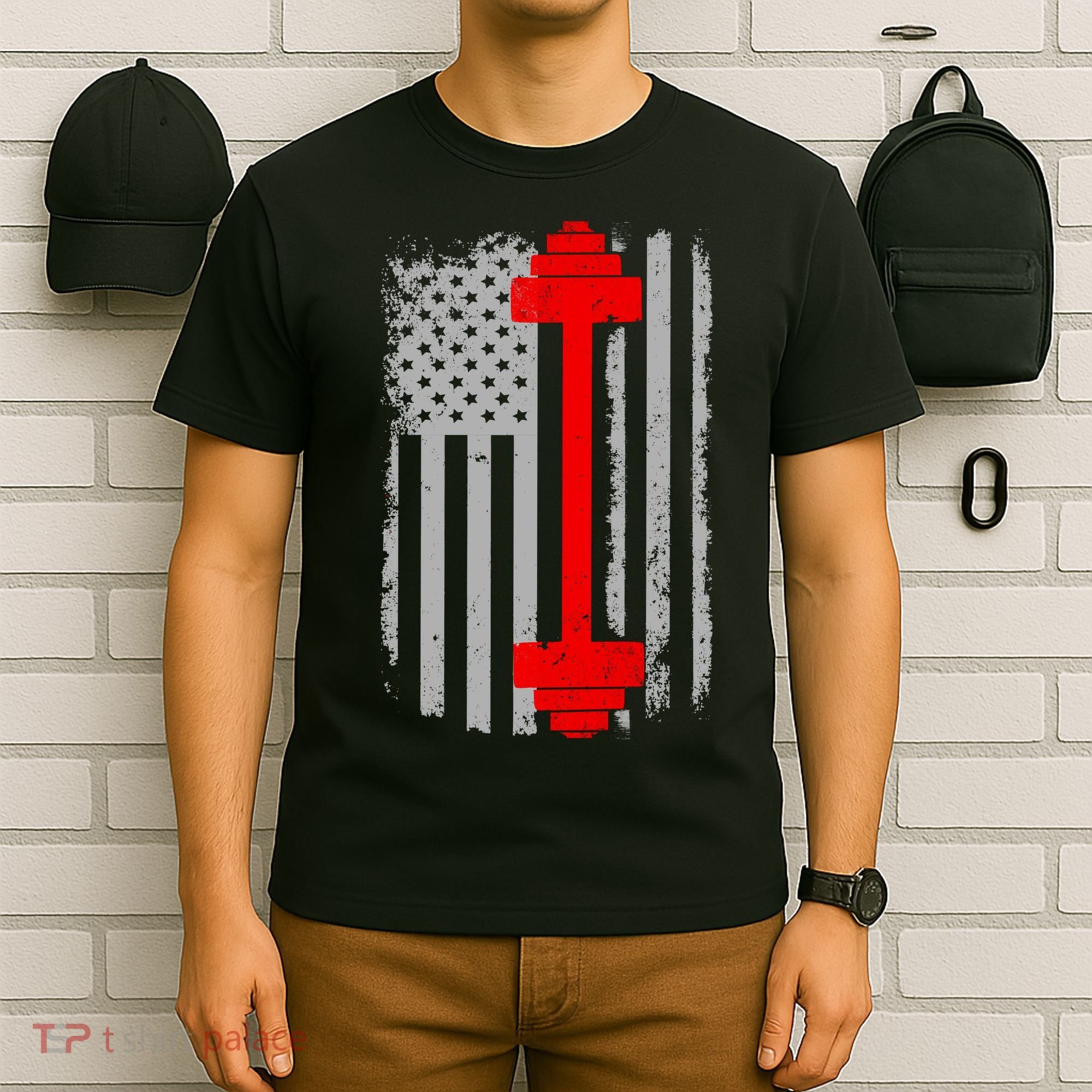 Vintage American Weight Training Flag T-Shirt