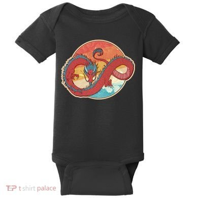 Vintage Asian Dragon Emblem Baby Bodysuit