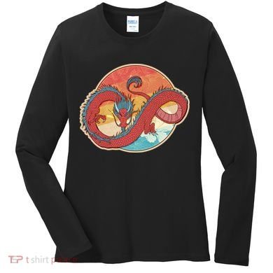 Vintage Asian Dragon Emblem Women's Long Sleeve Shirt