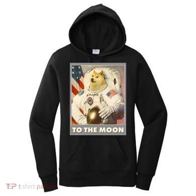 Vintage Astronaut Doge To The Moon Meme Women's Hoodie
