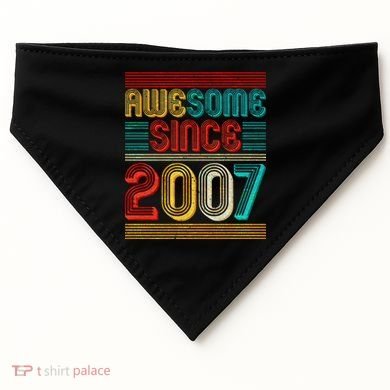 Vintage Awesome Since 2007 Happy 12th Birthday USA-Made Doggie Bandana