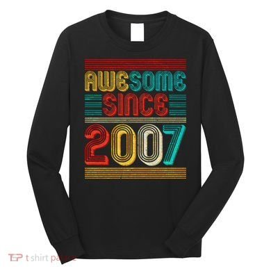 Vintage Awesome Since 2007 Happy 12th Birthday Long Sleeve Shirt