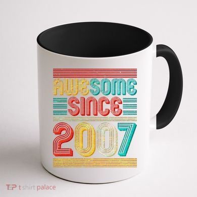 Vintage Awesome Since 2007 Happy 12th Birthday Coffee Mug back