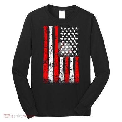 Vintage Baseball Flag Long Sleeve Shirt