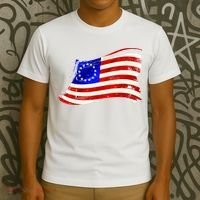 Vintage Betsy Ross 4th Of July American Waving Flag T-Shirt thumb 3