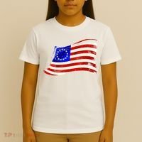 Vintage Betsy Ross 4th Of July American Waving Flag T-Shirt thumb 4