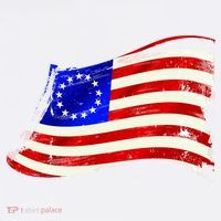 Vintage Betsy Ross 4th Of July American Waving Flag T-Shirt thumb 7