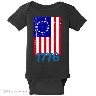 Vintage Betsy Ross American Flag Baby Bodysuit