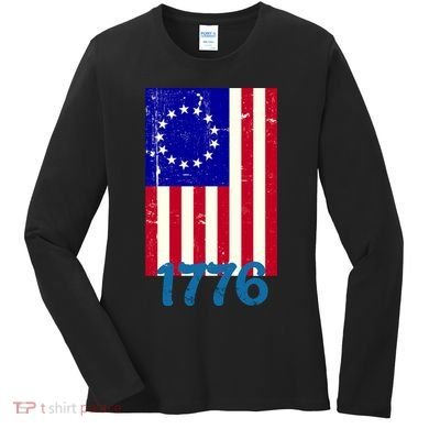 Vintage Betsy Ross American Flag Women's Long Sleeve Shirt
