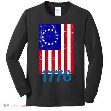 Vintage Betsy Ross American Flag Kids Long Sleeve Shirt