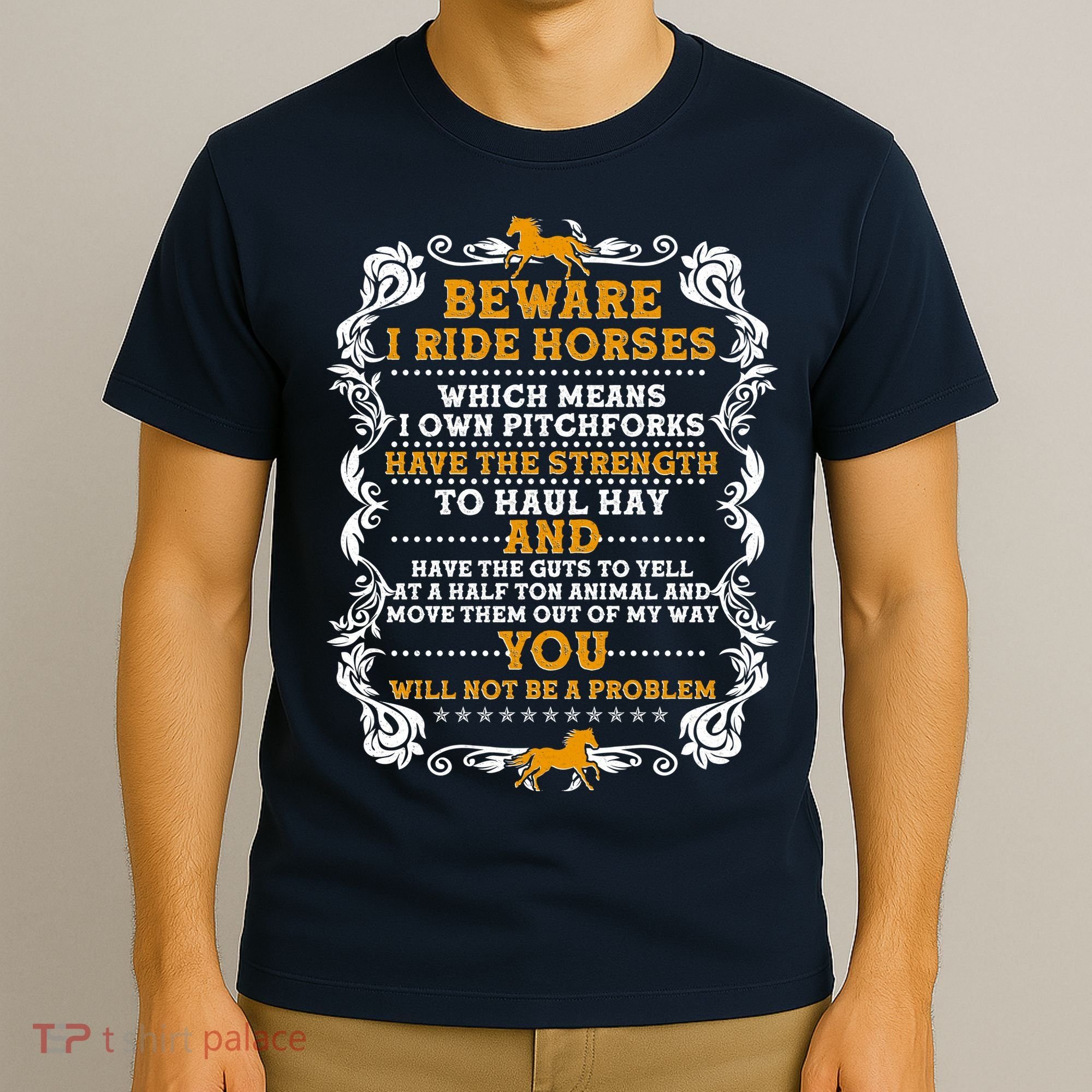 Vintage Beware I Ride Horses T-Shirt