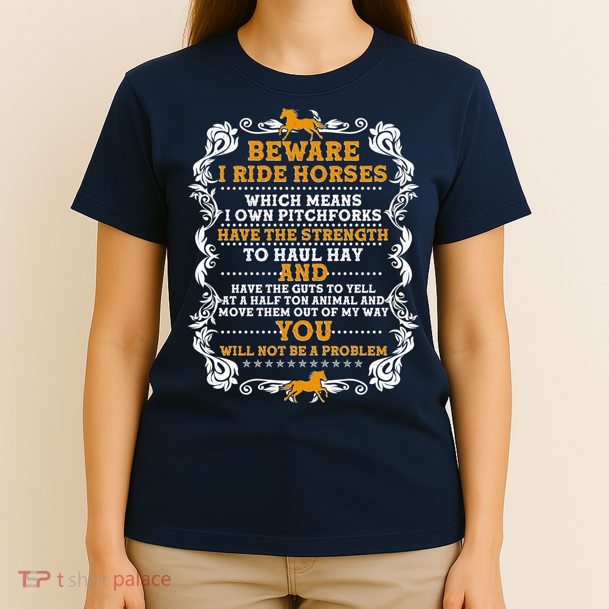 Vintage Beware I Ride Horses T-Shirt