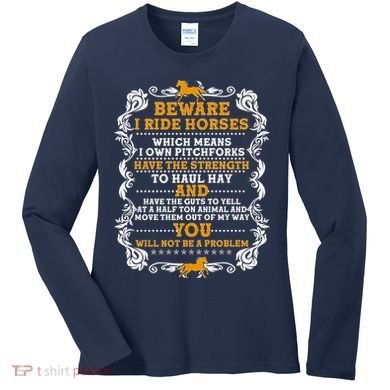 Vintage Beware I Ride Horses Women's Long Sleeve Shirt